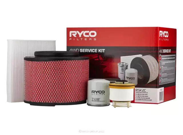 Ryco 4WD Air Oil Fuel Cabin Filter Service Kit for Toyota Hilux KUN16 KUN26