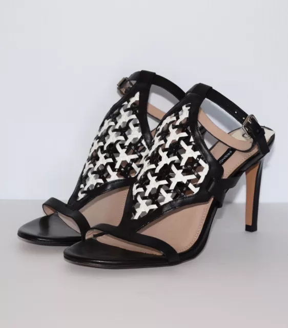 NWOB FRENCH CONNECTION Black White Ankle Strap Sandals Heels Size 8 $69 ...