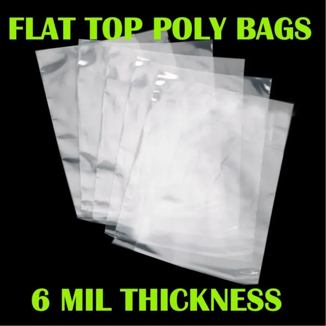 100 Any Size 6Mil Flat Open Top Clear Poly Bags Plastic Packaging Package LDPE