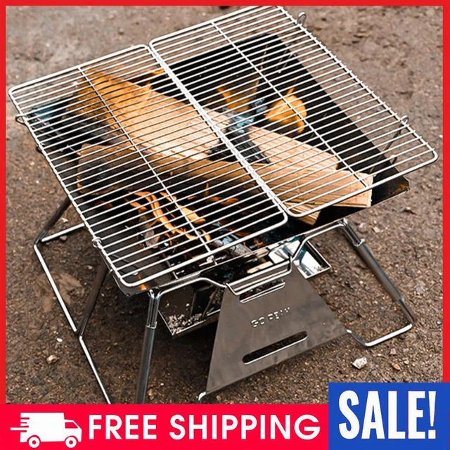 CAMPING STOVE FOLDABLE Charcoal Rack Grill Adjustable Grill Rack BBQ ...