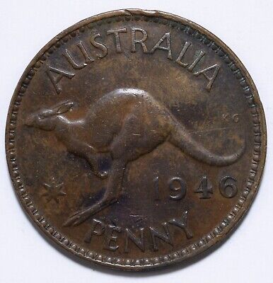 1946, Australia, 1 Penny, George VI, Bronze, VF, KM#36, Lot [99]