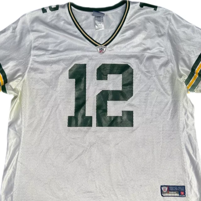 Green Bay Packers Rodgers Jersey #12 Size Women’s 3XL White Reebok Onfield