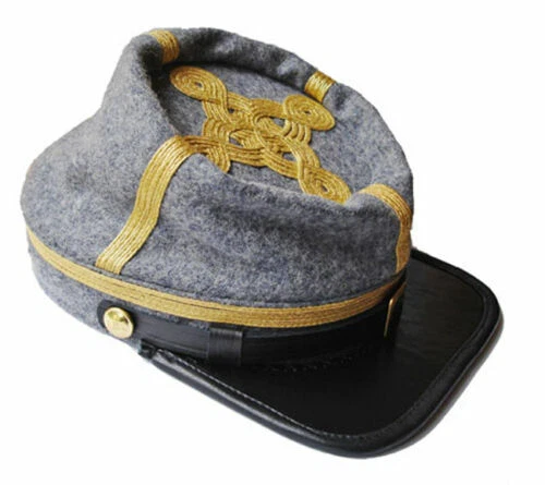 American Civil War Confederate Grey Wool Generals Kepi Hat Cap - ALL SIZES!!!