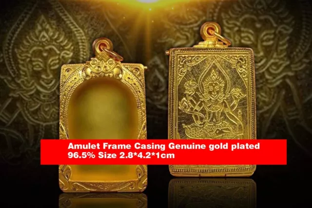 Amulet Frame Casing Genuine Gold plated Work Wearing Phra Somdej  Standard # 2.
