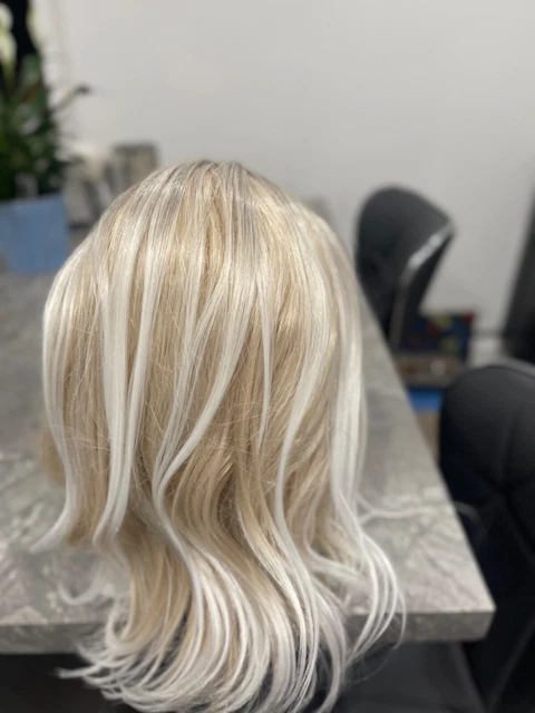 Remy 100% human hair lace front wig 18-20” Long Platinum Silvery Powder Blonde Remy 100% human hair lace front wig 18-20” Long Platinum Silvery Powder Blonde