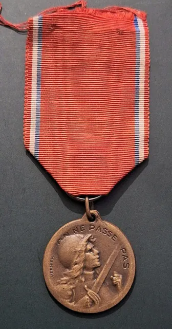 WWI French Verdun Bronze Medal Vernier Original Full Size