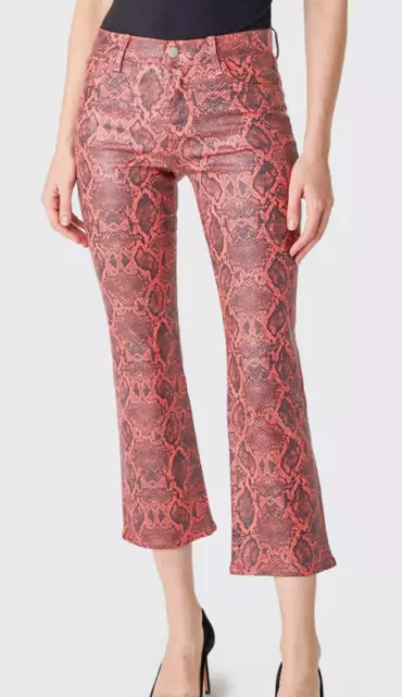 NWT J Brand SELENA Mid-Rise Crop Boot Jeans Coated Kalani Boa Snake Print sz:29