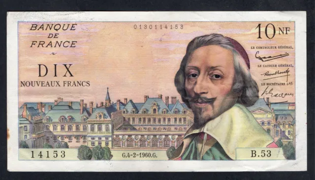 Billet De 10 Nouveaux Francs Richelieu Du 04/02/1960 @ French Banknote @ Top
