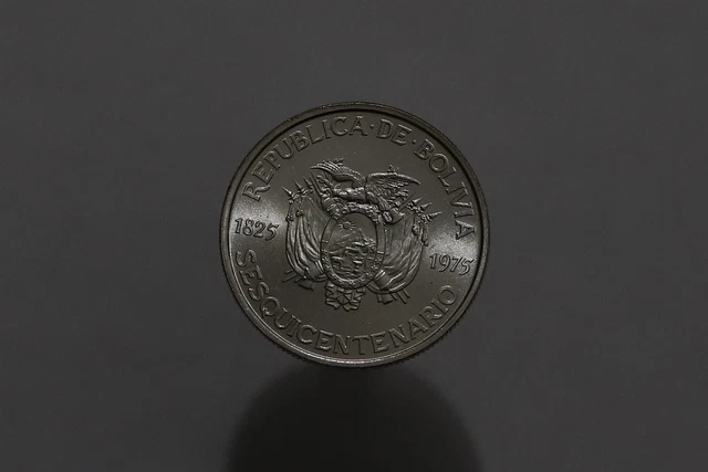 🧭 🇧🇴 Bolivia 100 Pesos Bolivianos 1825-1975 Silver High Grade B58 #Z8057