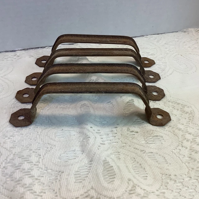 Vintage Rusty Barn Door Handle SET of 4 Garden Art Primitive Steampunk 7