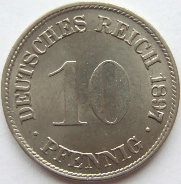 Moneta Reich Tedesco Impero Tedesco 10 Pfennig 1897 G IN Uncirculated