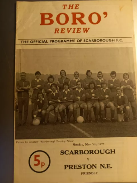 Football Programme: Scarborough v Preston North End 5th May 1975