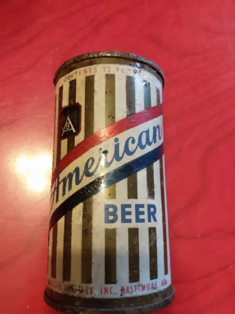 12oz american beer flat top beer can dumper touched up paint repaired painted