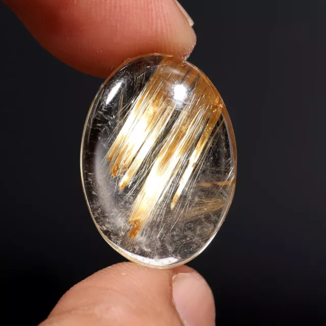 Natural Golden Rutile Quartz Oval Shape Cabochon Loose Gemstone 20 Ct 16X22X7 MM