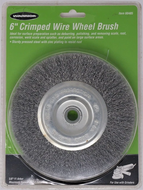 Warrior 60485 Zinc Plated 6" Crimped Wire Wheel Brush For Grinders - New