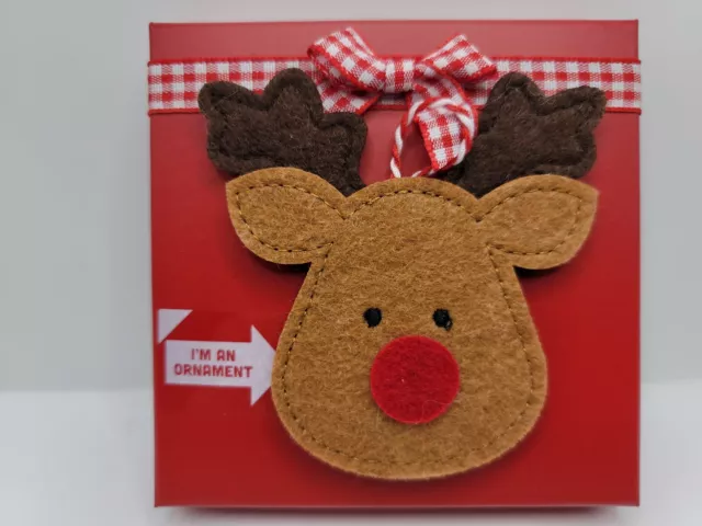 CHRISTMAS Gift Card Box w/ Reindeer Ornament - Empty Box Only.