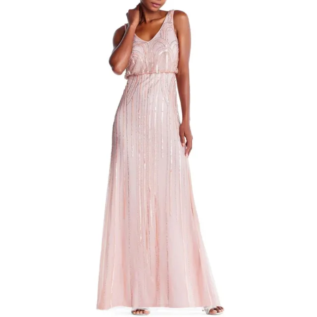 ADRIANNA PAPELL Embellished Blouson Gown Blush Plus Size 16W $405