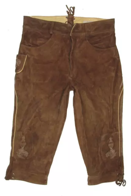 " Der Wildschütz " Men's Trachten- Kniebund- Leather Pants IN Braun Approx. Sz.