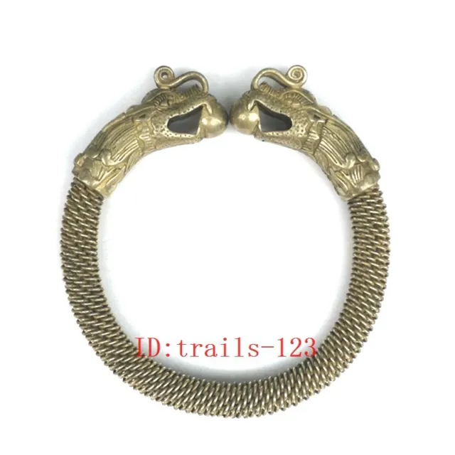 Old Chinese Tibet Silver Carving Dragon Handmade wire Exquisite Bracelet Gift