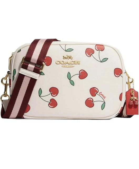 COACH CF420 Jamie Camera Bag Signature Canvas & Leather With Heart Cherry Print