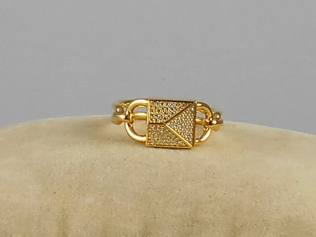 Michael Kors 14K Gold Sterling Silver Crystal Pave' Lock MERCER Ring Size 7