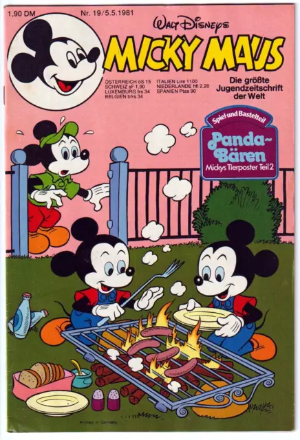 MICKY MAUS HEFT NR 19 JAHRGANG 1981 mit Bastelteil, Ehapa, Bastei,