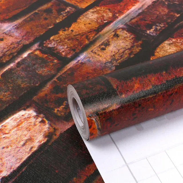 10m Vintage Realistic 3D Brick Effect Rustic Stone Red Textured Vinyl Wallpaper