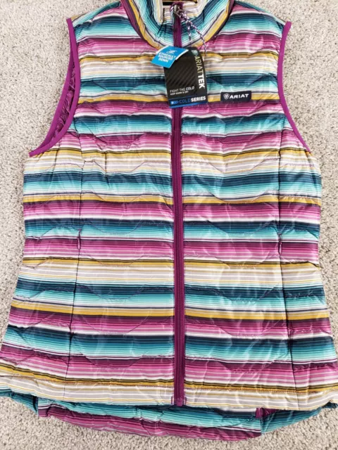 Ariat Tek Cold Series Womens Jacket Vest S Multicolor Stripe Full Zip Lined NWOT 3