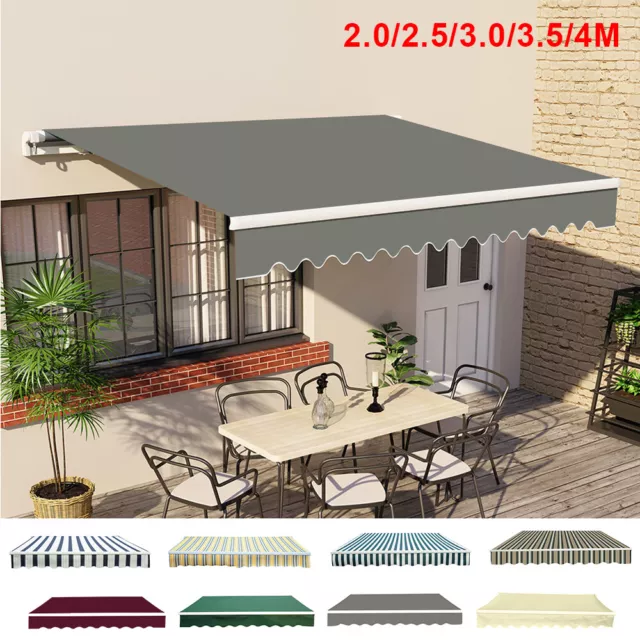 Garden Patio Manual Awning Canopy Sun Shade Shelter Retractable 5 Size 8 Colour