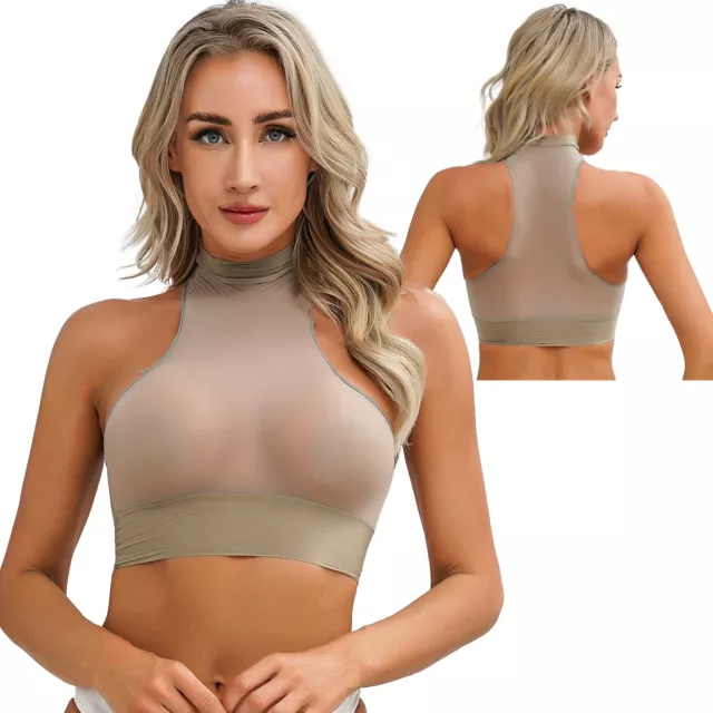Womens Faux Leather Bralette Wire-free No Pad Crop Top Rave Dance Cleavage  Bra