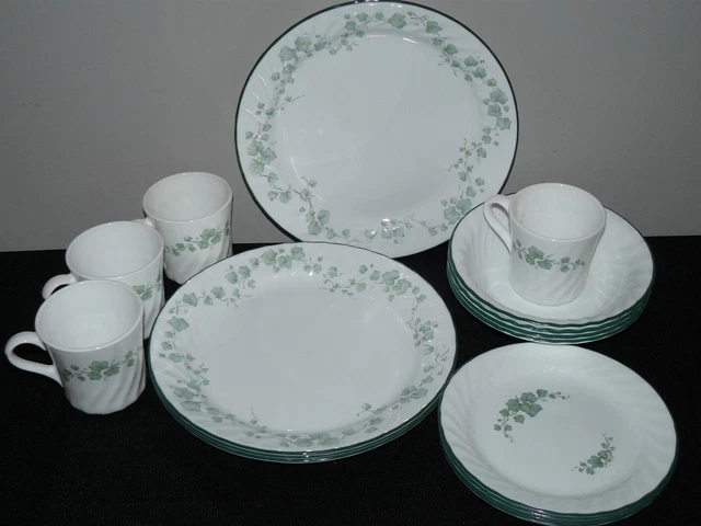 16 Piece Set Corelle Corning Ware Callaway Ivy Pattern Service for 4 EUC