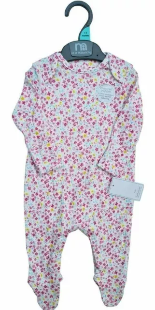 Ex Mothercare Baby Girl Pink Floral Flower Sleepsuit Babygrow Age 1 3 6 9 12 Mth