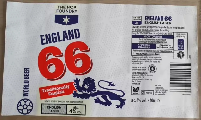 Craft Can Beer Wrap - England 66 - Foundation Brewery - UK