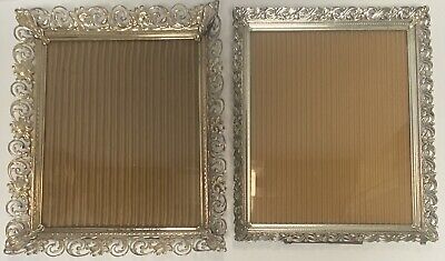 Pair - Brass Filagree Picture Photo Frame Ornate Corners Metal Gold Tone - 8X10