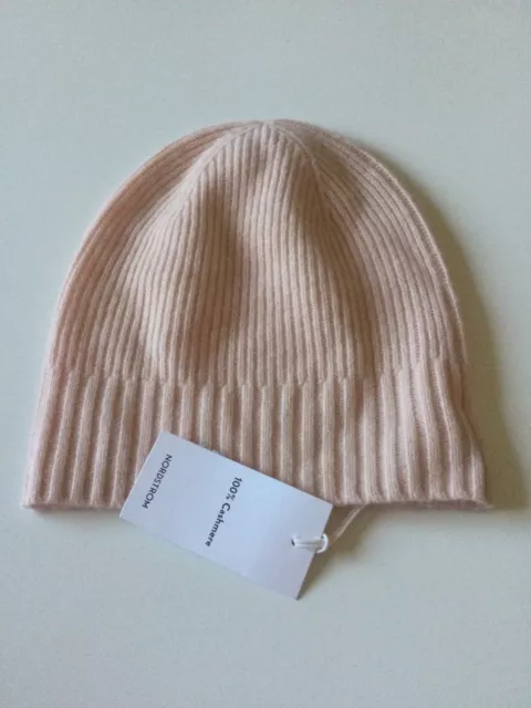 Nordstrom Womens 100% Cashmere Knit Beanie Pink Chintz Os Nwt