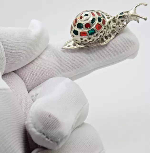 Vintage Italian Handmade Genuine Silver REAL LIFE SIZE Snail Figurine