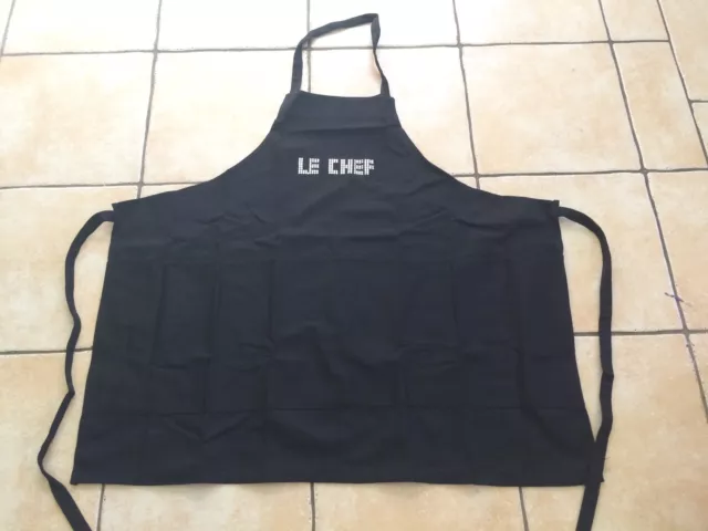 Le Chef Apron Black Quality Cotton Good Fathers or Mothers Day Gift Unisex