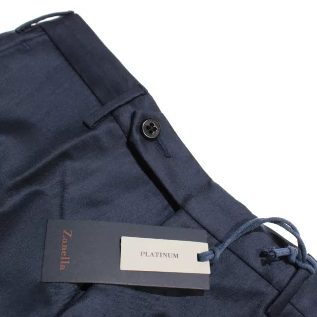 Zanella Platinum NWT Dress Pants Size 30 US Parker In Solid Blue 100% Wool