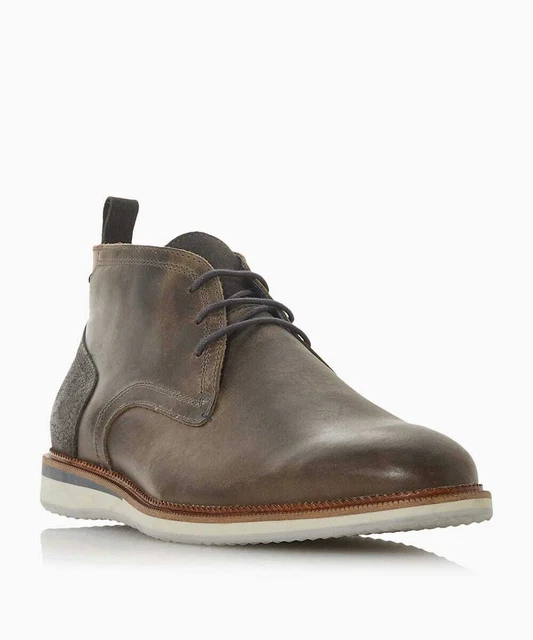 DUNE LONDON MENS Grey Leather Ankle Low Chukka Boots Size EU 46 UK