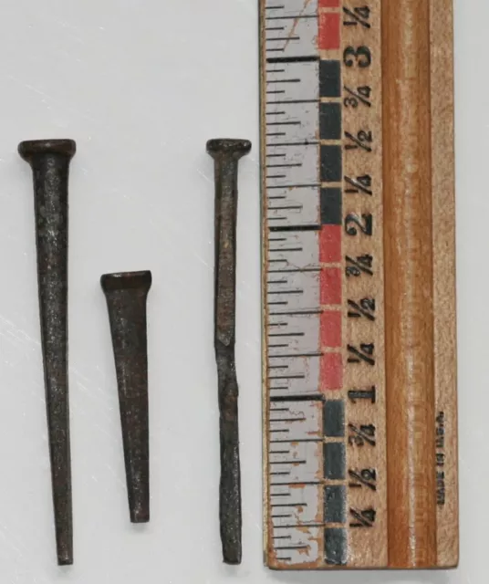 Reclaimed Salvage Square Iron Nails 1.5” & 2.5" * Lot of Three Primitive Antique
