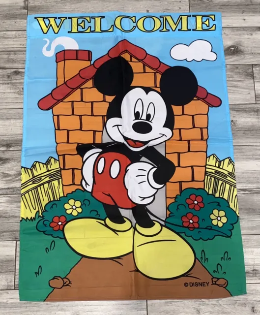 VINTAGE Disney Mickey Mouse large Decorative Garden Yard Flag-WELCOME
