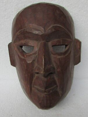 Vintage Old Wooden Hand Carved Tribal Man Mask Collectible