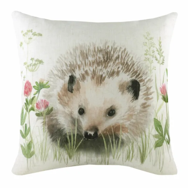 Evans Lichfield Hedgerow Hedgehog Watercolour Cushion Cover, Multi, 43 x 43 Cm