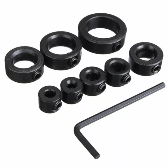 8X Drill Bit Depth Stop Collar Ring Positioner Dowel Shaft Chuck Hex Wrench 3/4/
