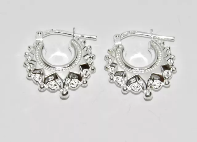 Sterling Silver 925 Victorian Style Gypsy Creole Earrings