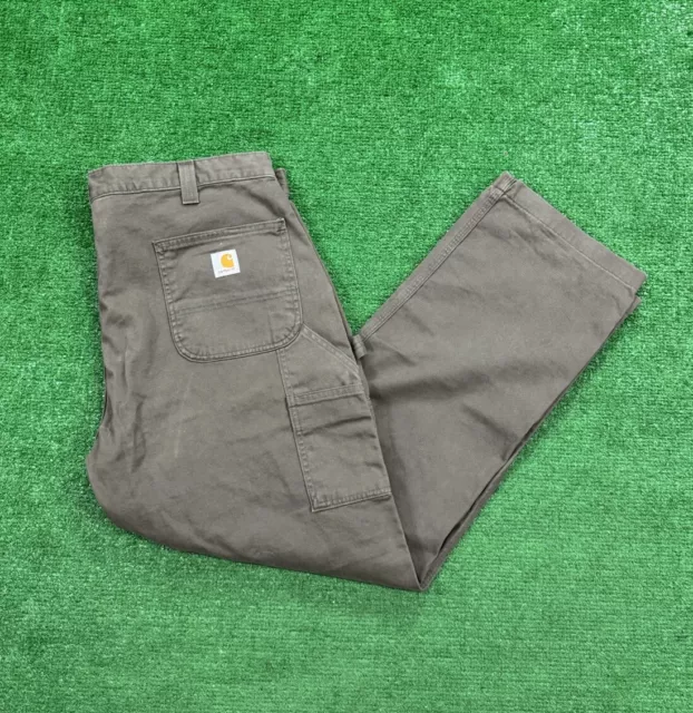 CARHARTT RELAXED FIT Canvas Work Pants Brown 40x30 $19.99 - PicClick