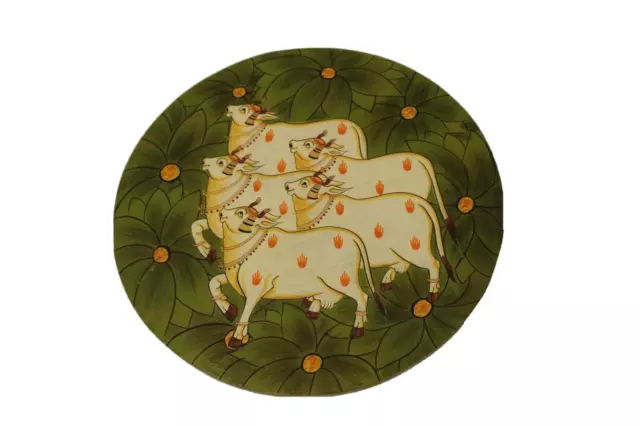 Hand painted artwork of Cow on Wooden wall Hanging plate Decorative wall decor