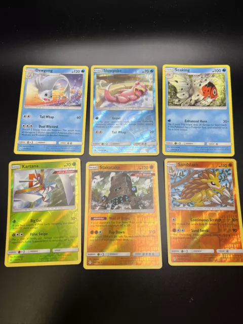 Pokemon Unbroken Bonds Lot Reverse Holo Kartana Sandslash Stakataka Slowpoke LP