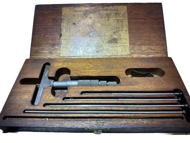 LUFKIN 0-20 INCH NO. 513N MICROMETER DEPTH GAGE in Case
