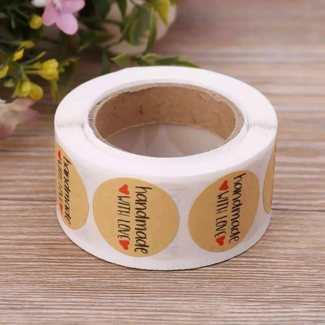 Round Thank You Hand Made With Love Labels Stickers Gift Food Craft Box